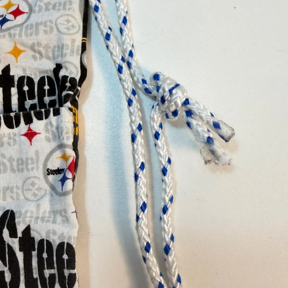 Drawstring Bag Black Pittsburgh Steelers Fabric Reversible Cinch Sack Handmade